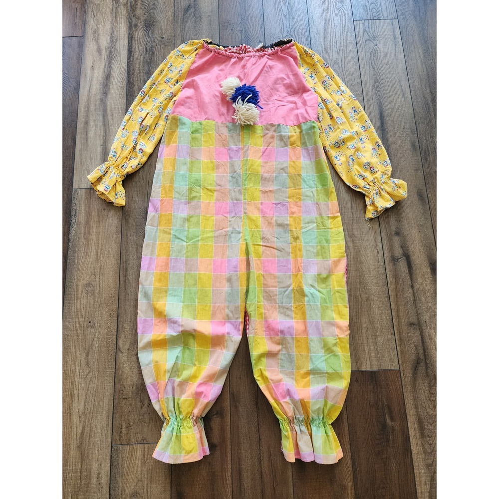 Vintage Handmade Clown Costume Jumpsuit Coveralls Multicolor Mixed Print